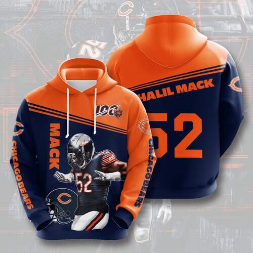 Sports Team Khalil Mack Chicago Bears Hoodie 3D 0