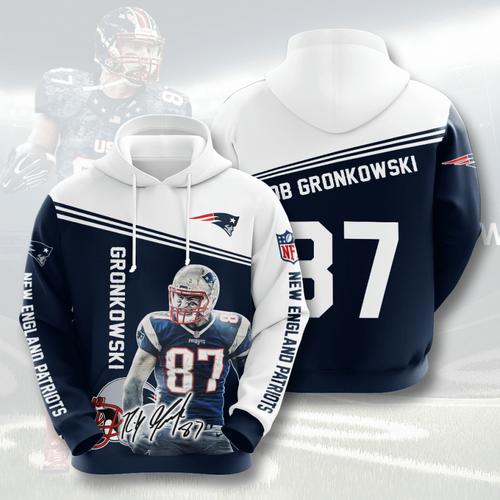 Sports Team Rob Gronkowski New England Patriots Hoodie 3D 0