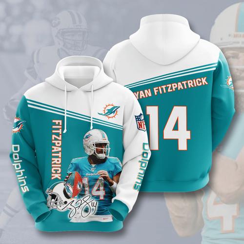 Sports Team Ryan Fitzpatrick Miami Dolphins Hoodie 3D 0