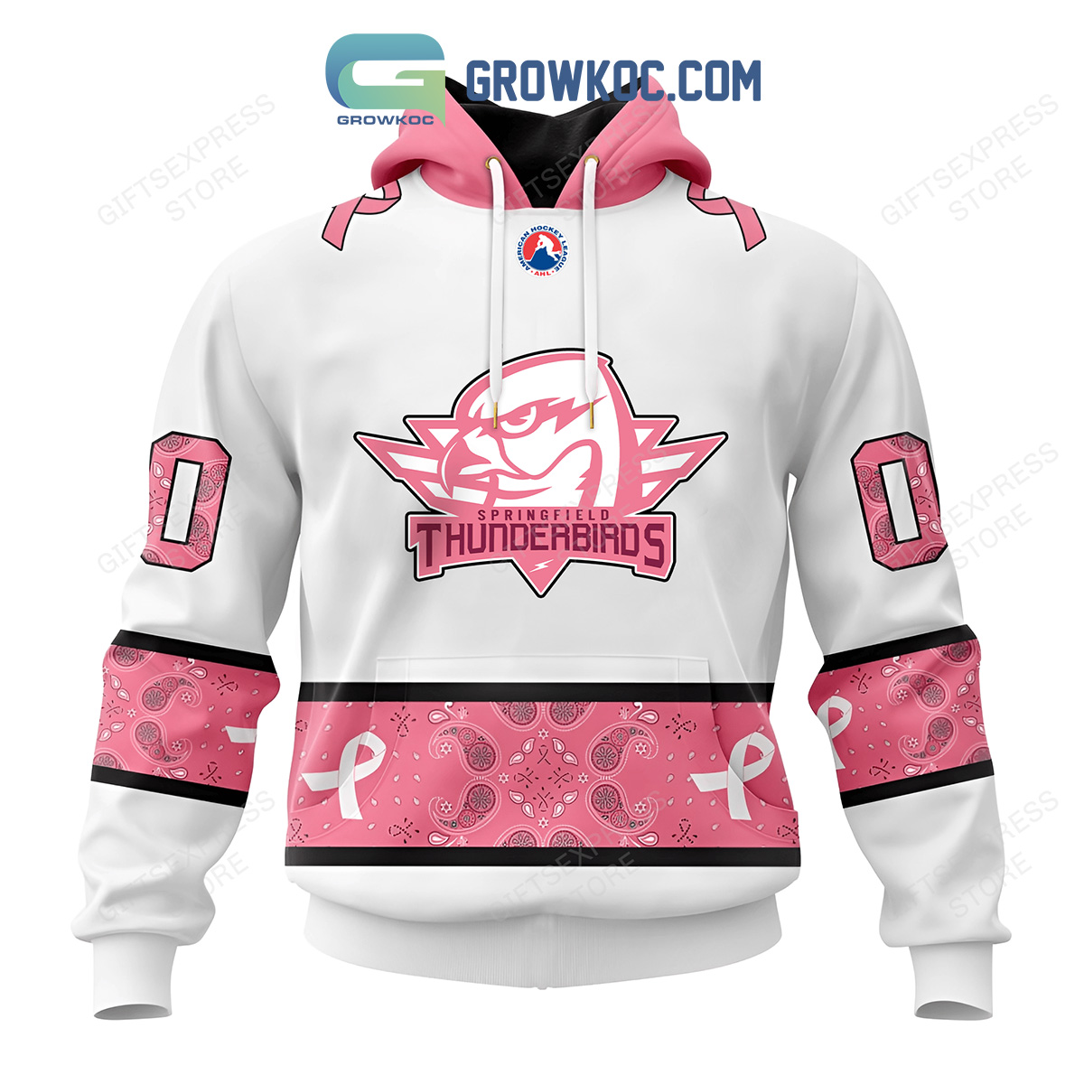 Springfield Thunderbirds Breast Cancer Personalized Hoodie Shirts2B1 vYieP