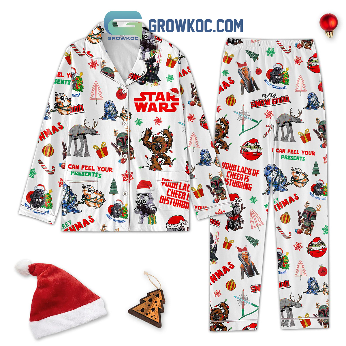 Star Wars Your Lack Of Cheer Is Disturbing I Can Feel Your Presents Christmas Silk Pajamas Set2B1 bP6j2