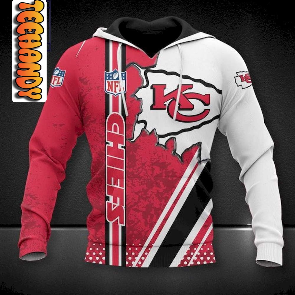 Stay Cozy While Supporting Your Team with Kansas City Chiefs 3D Football NFL Hoodie 0