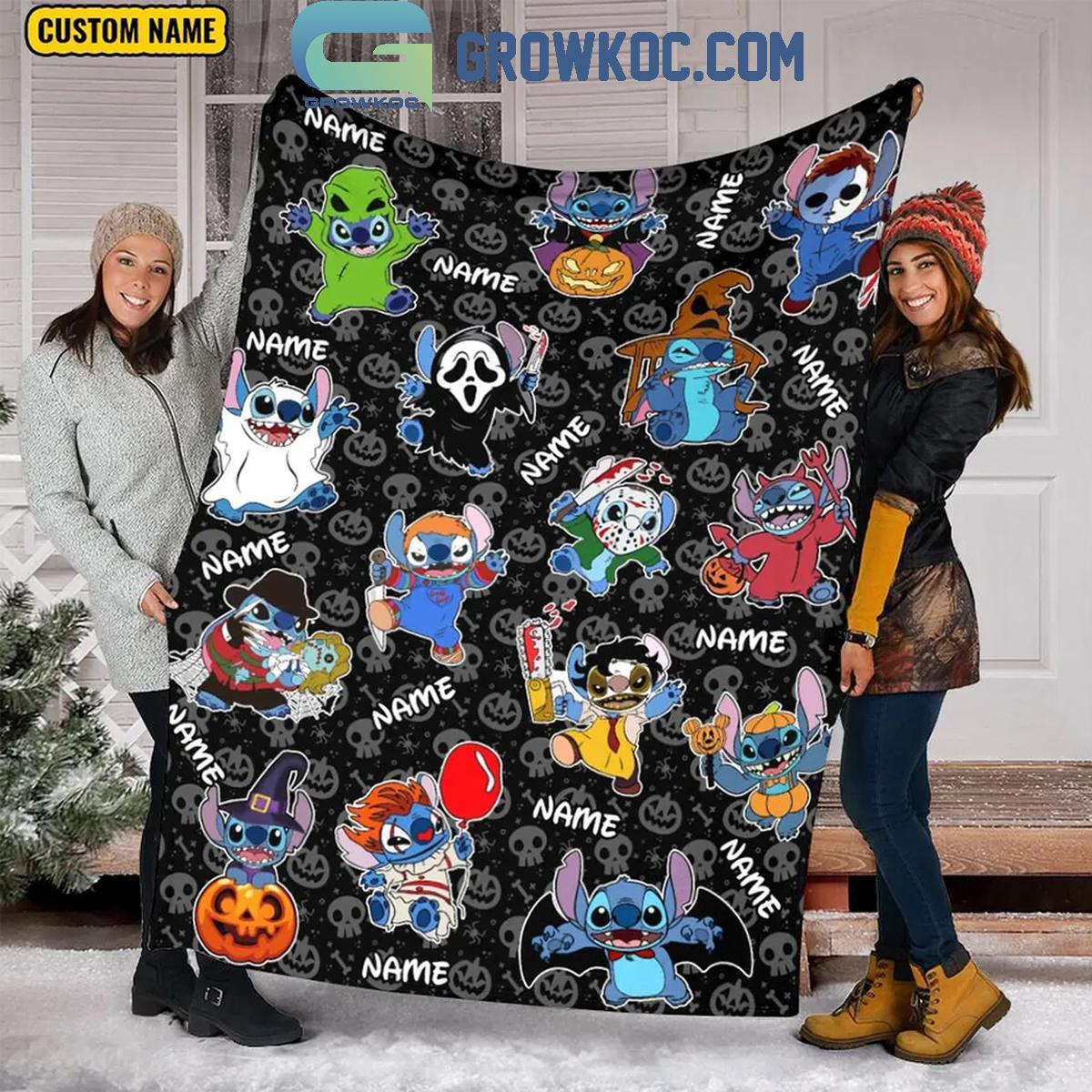 Stitch Acting In Halloween Movies 2024 Personalized Fleece Blanket Quilt 1 kk8bQ