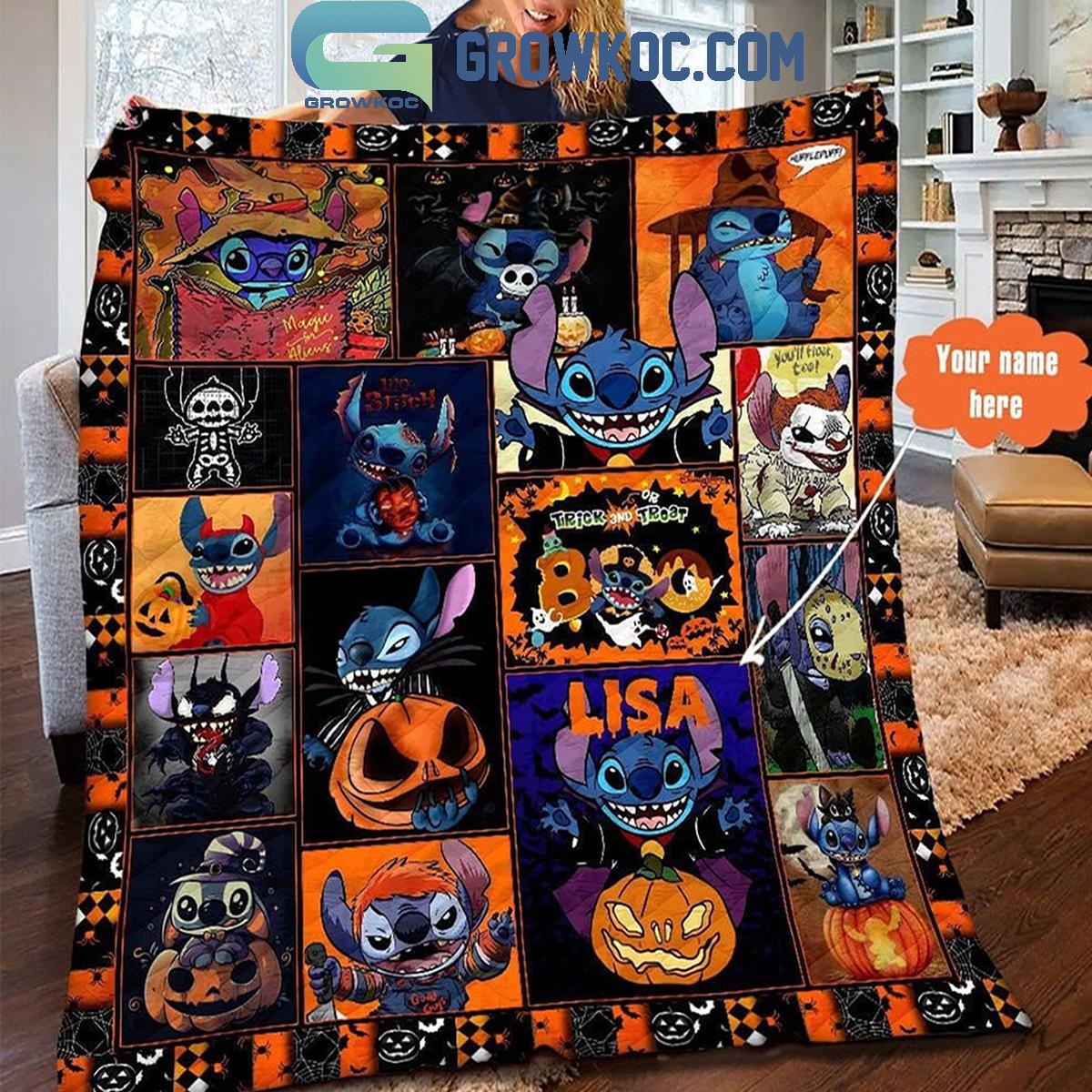 Stitch Happy Halloween You Are Floated Too Personalized Fleece Blanket Quilt 1 oaLP2