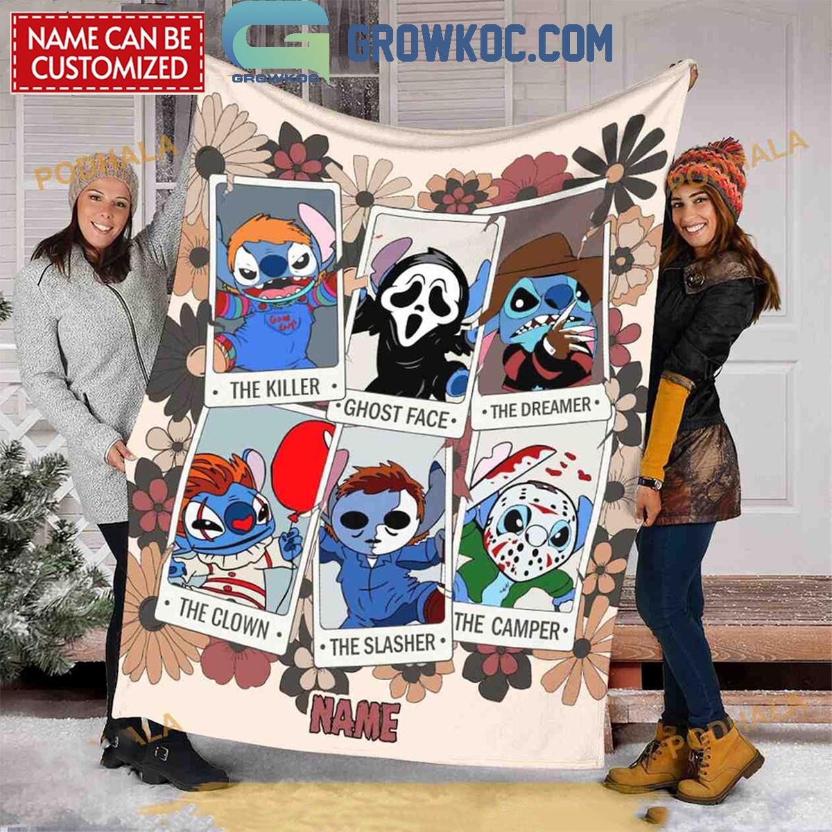 Stitch In Halloween Movies The Killer Ghostface Personalized Fleece Blanket Quilt 1 lJ0JP