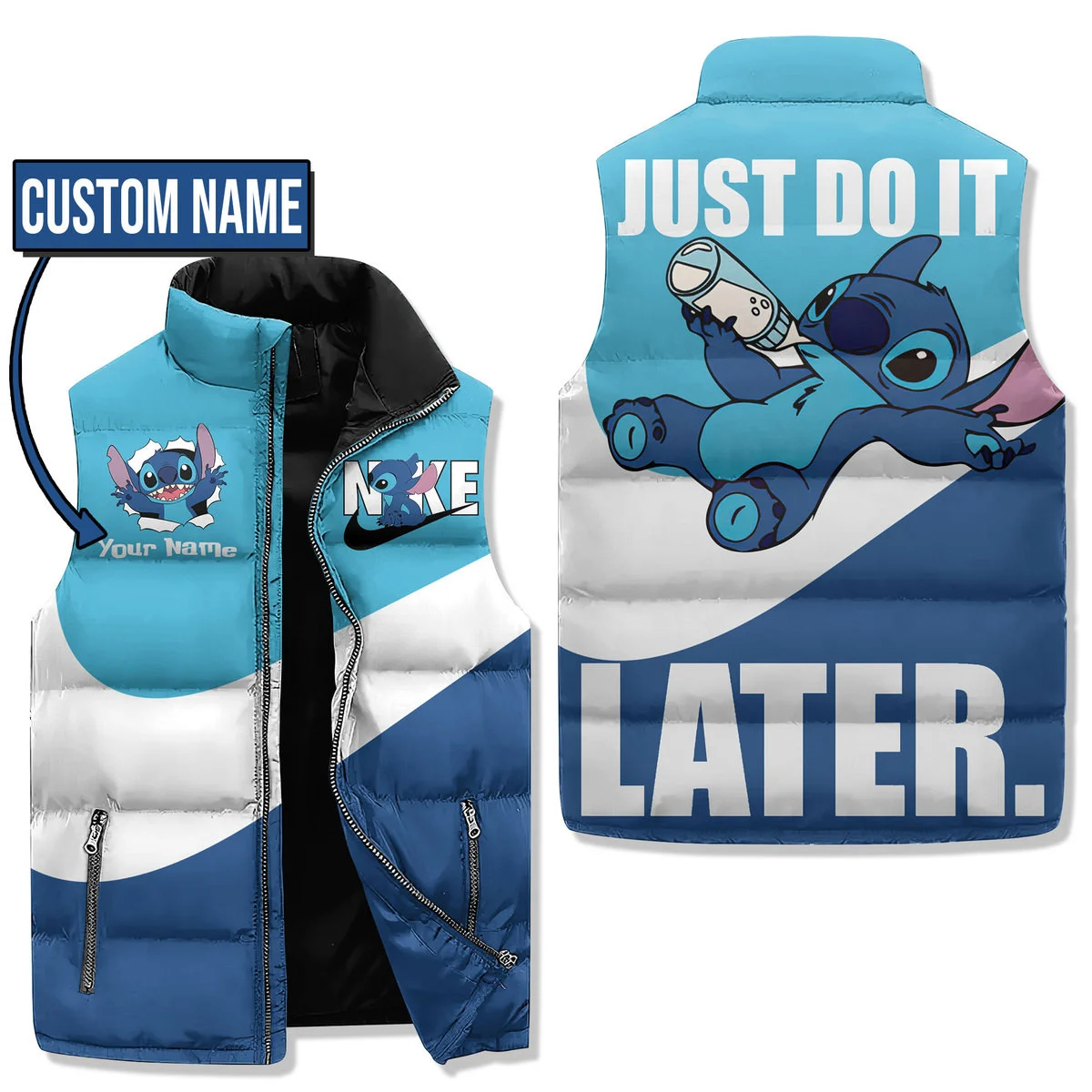 Stitch Just Do It Later Customized Puffer Sleeveless Jacket2B1 NjzTj