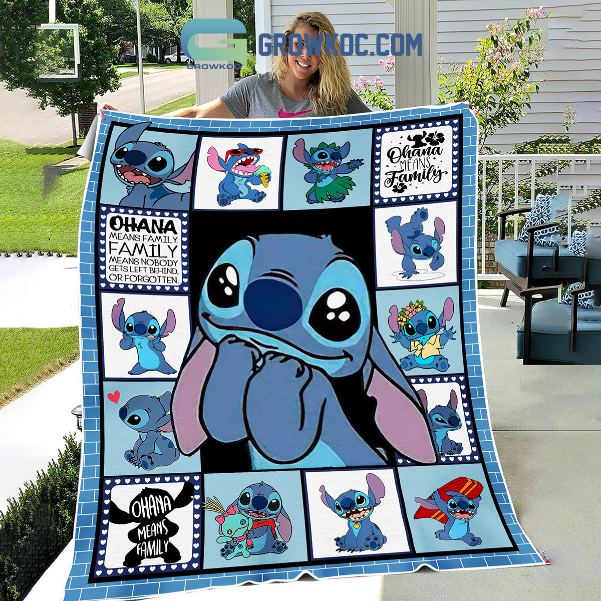 Stitch Ohana Means Family Fleece Blanket Quilt2B1 87Mry