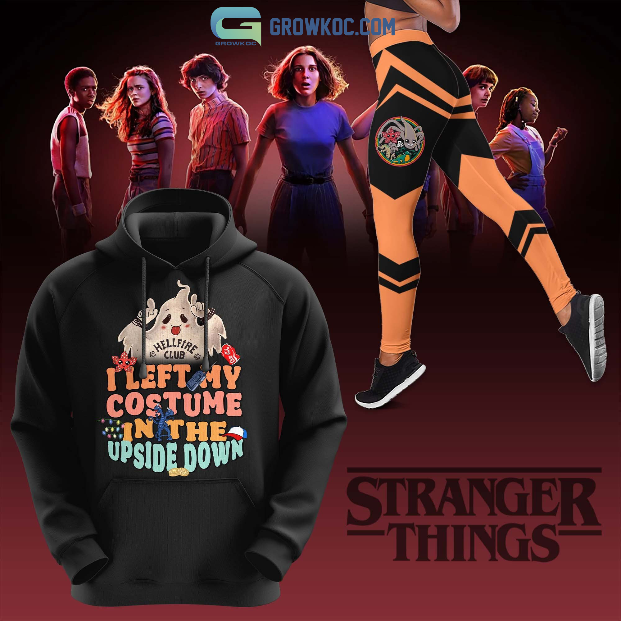 Stranger Things Hellfire Club I Left My Costume In The Upside Down Hoodie Leggings Set2B1 z4mwA