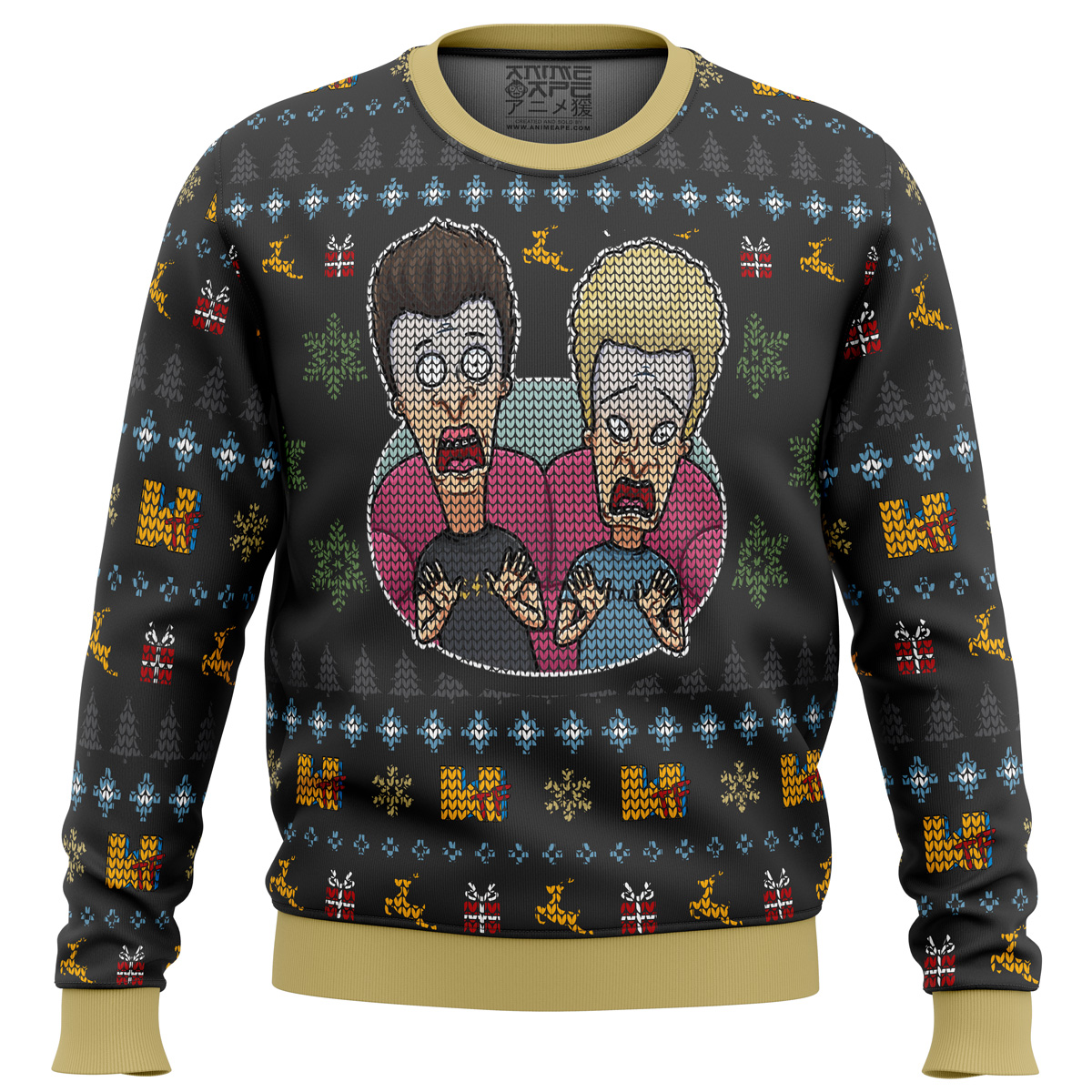 Surprise Reaction Beavis and Butthead men sweatshirt FRONT mockup