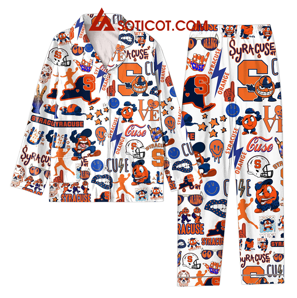 Syracuse Orange Love Football Pajamas Set2B1 fysGo