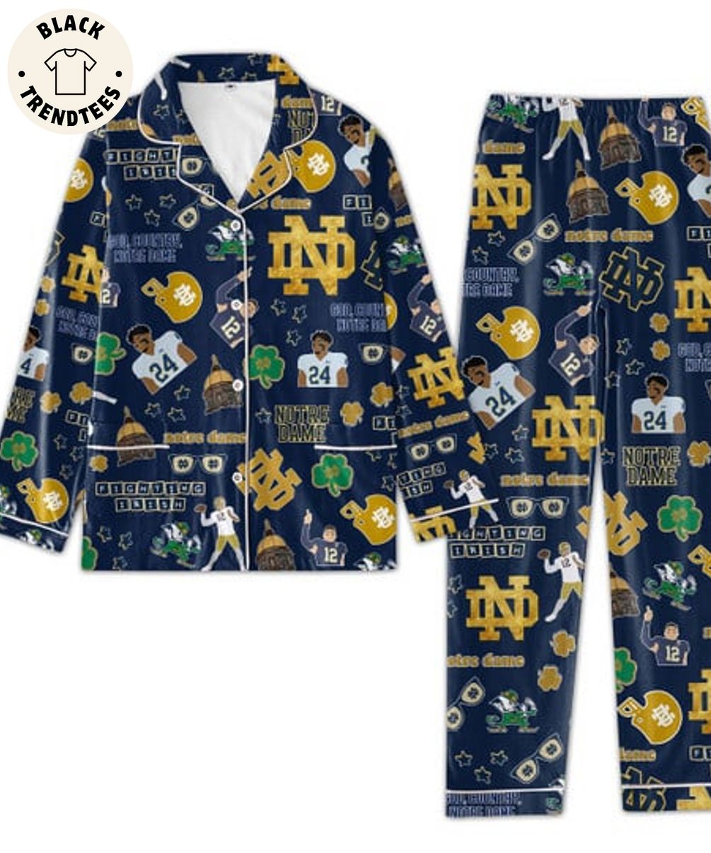 TRENDING God Country Notre Dame Fighting Irish Icon Design Blue Pijamas Set 39a2e6 0