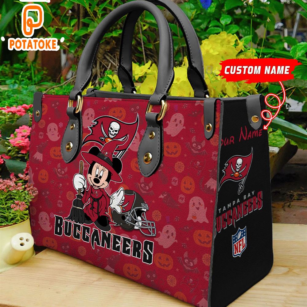 Tampa Bay Buccaneers NFL Minnie Halloween Women Leather Hand Bag