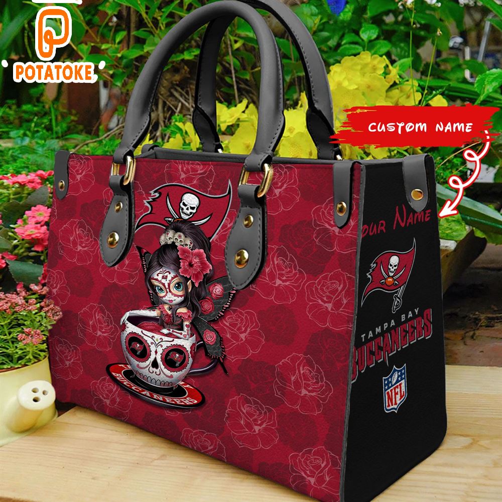 Tampa Bay Buccaneers Sugar Skull Girl Women Leather Hand Bag