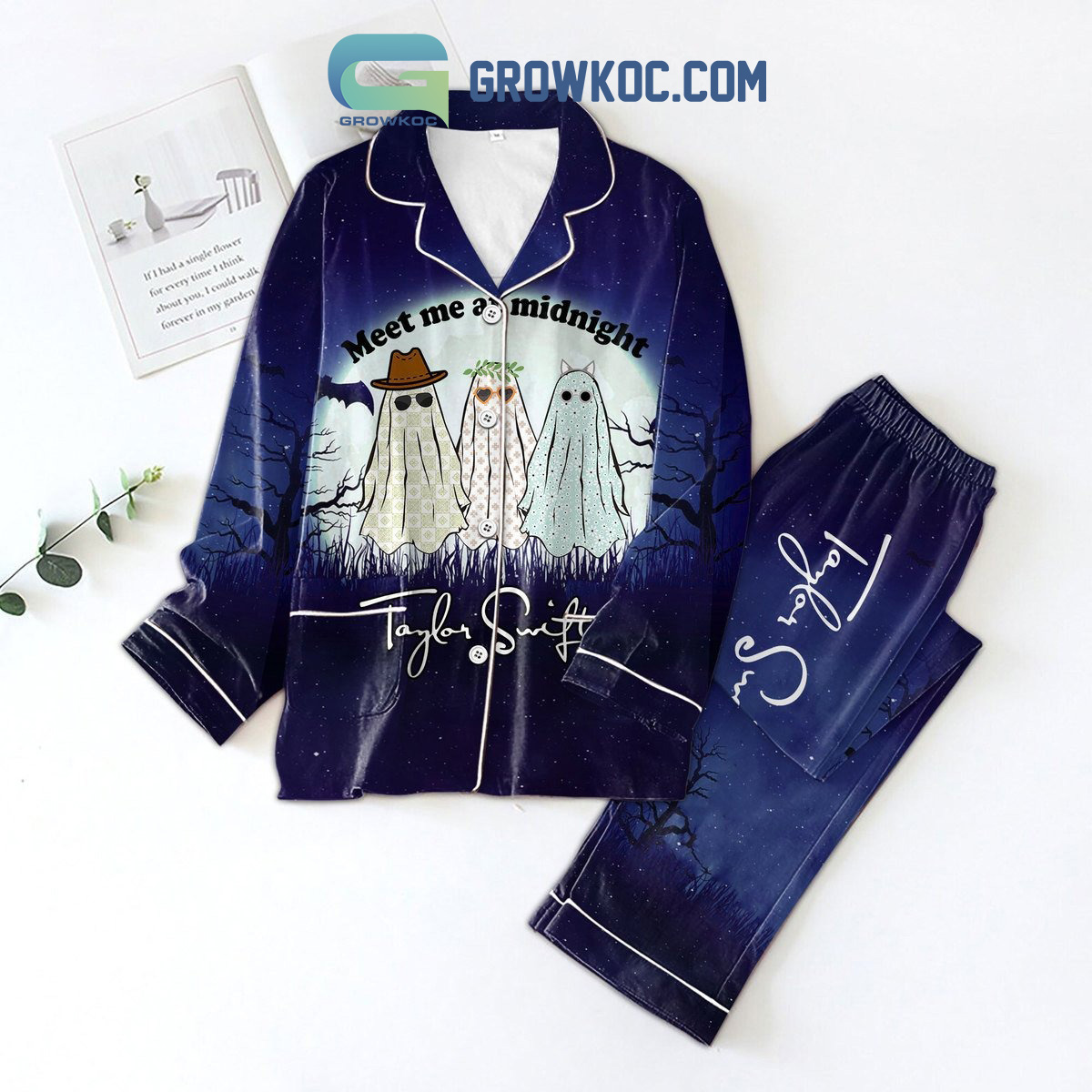 Taylor Swift Meet Me At Midnight Ghost Halloween Pajamas Set2B1 YflER