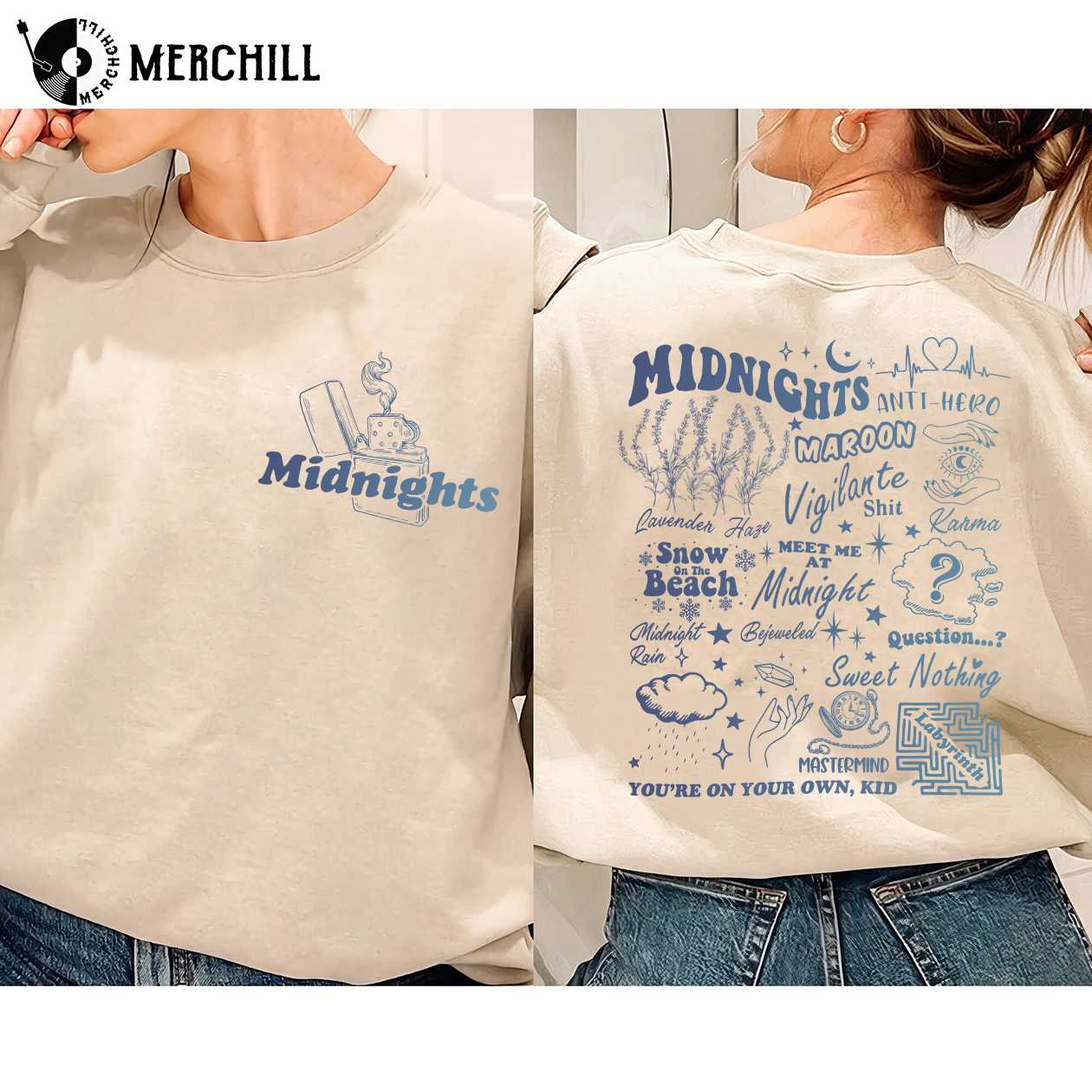 Taylor Swift Midnight Album Songs Sweatshirt 2 Sides Swiftie Shirt 4