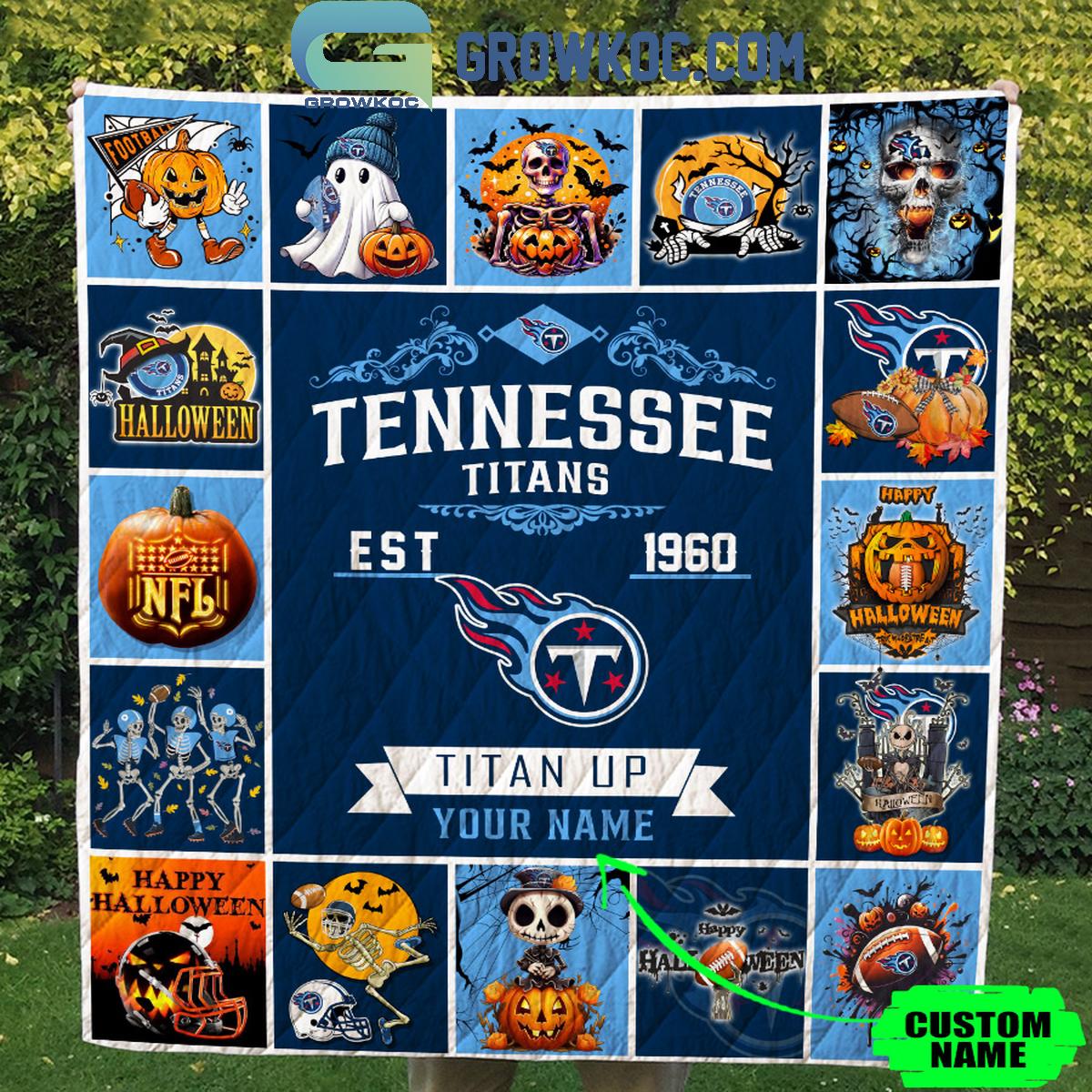 Tennessee Titans Titan Up Est. 1960 Personalized Fleece Blanket Quilt 1 DkE5E