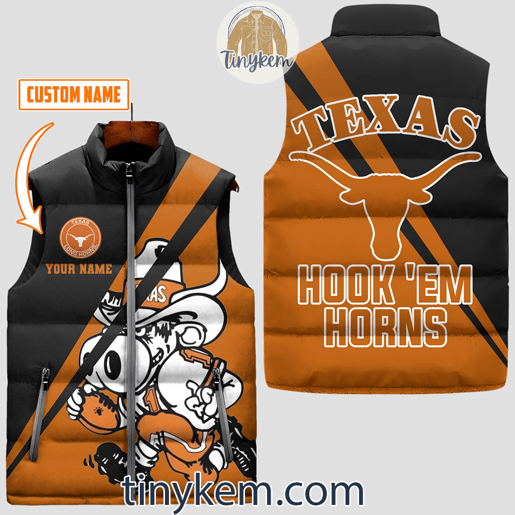 Texas Longhorns Customized Puffer Sleeveless Jacket Hook Em Horns2B1 ypVaK