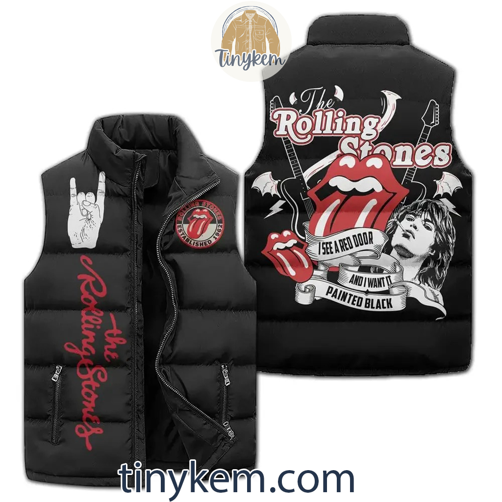 The Rolling Stones Puffer Sleeveless Jacket I See A Red Door And I Want It Painted Black2B1 7NlFb