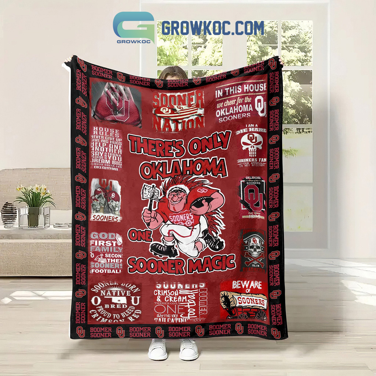 Theres Only Oklahoma One Sooner Magic Fleece Blanket Quilt2B1 xaSLq