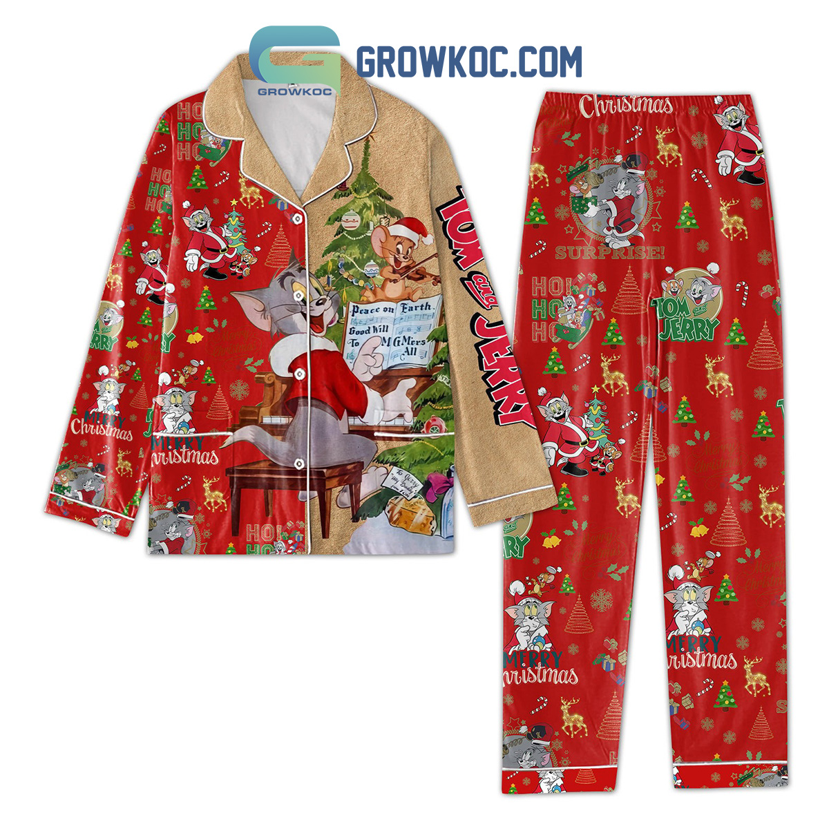 Tom And Jerry Merry Christmas Pajamas Set2B1 DuJSB