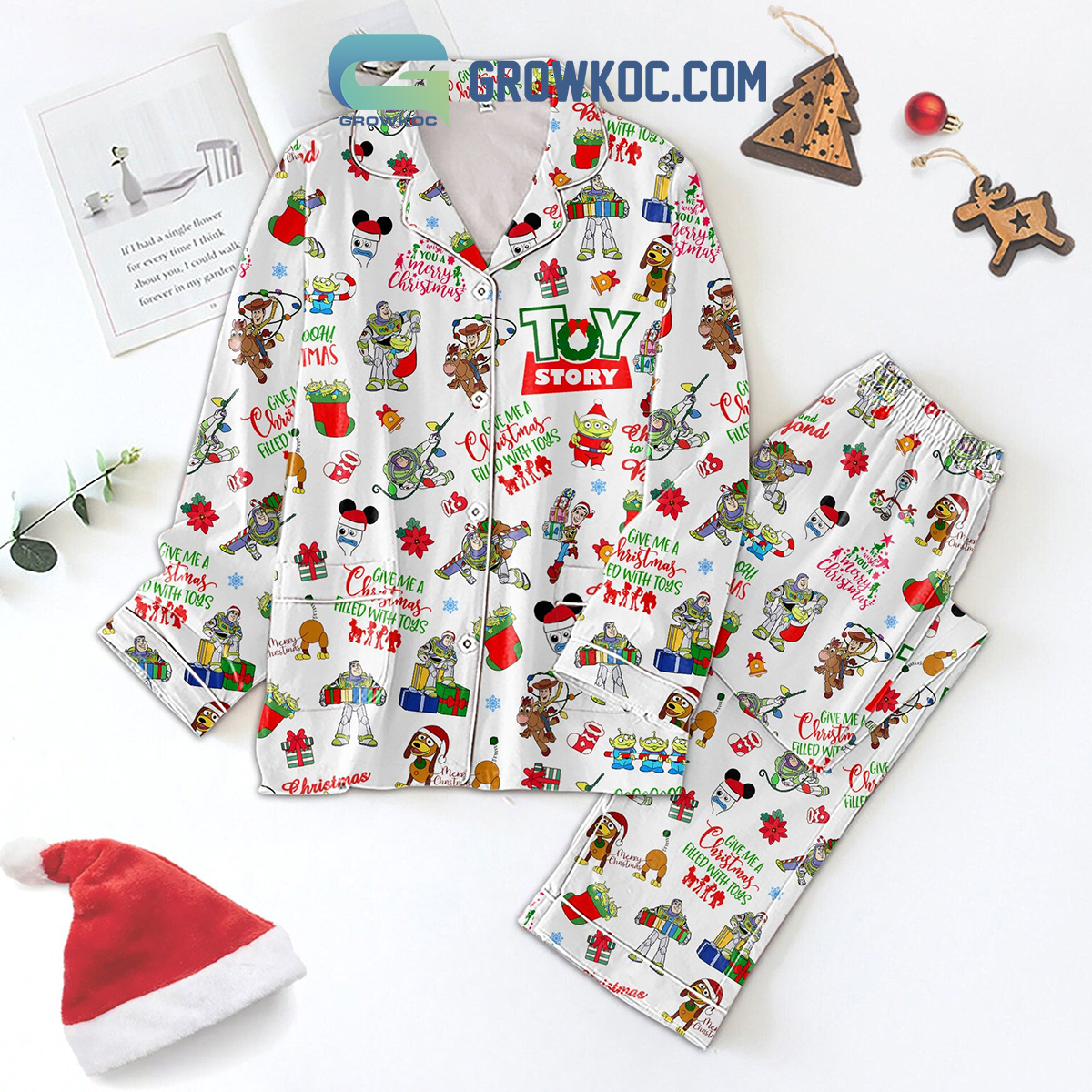 Toy Story Give Me A Christmas Filled With Toys Woody Buzz Lightyear Silk Pajamas Set2B1 vr5H4