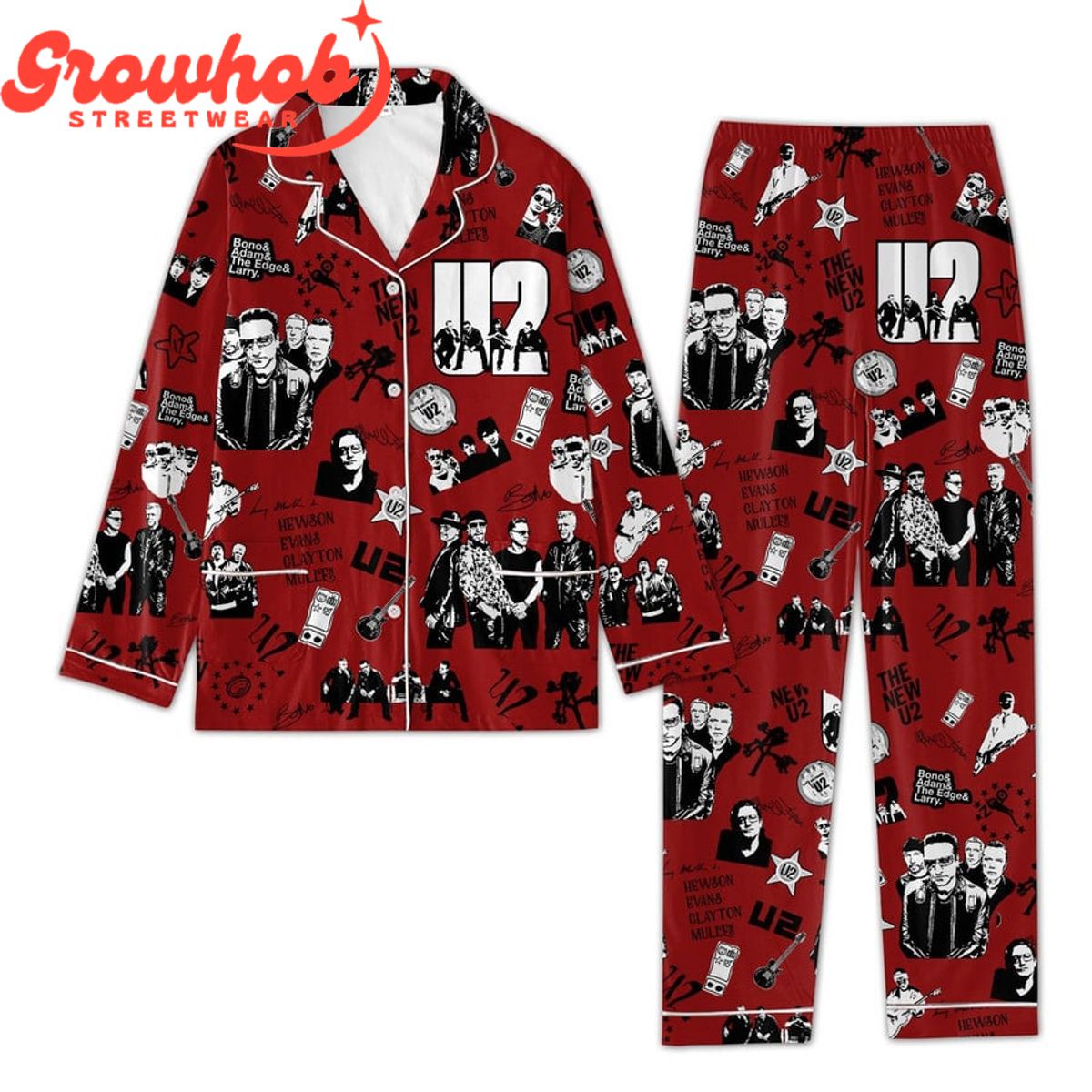 U2 Love Red Version Polyester Pajamas Set 604d12 0