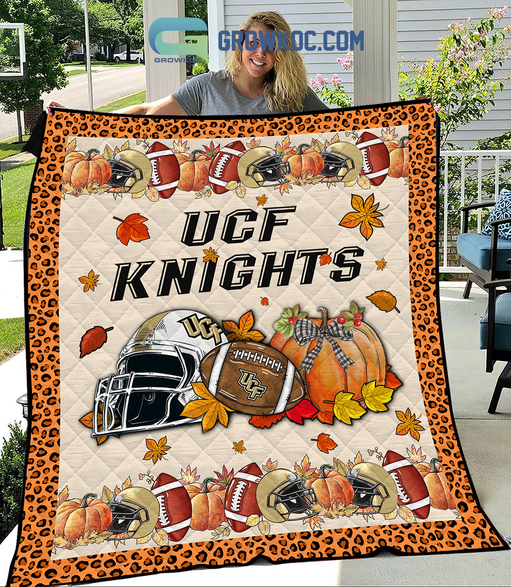 UCF Knights NCAA Football Welcome Fall Pumpkin Halloween Fleece Blanket Quilt2B1 uX68R