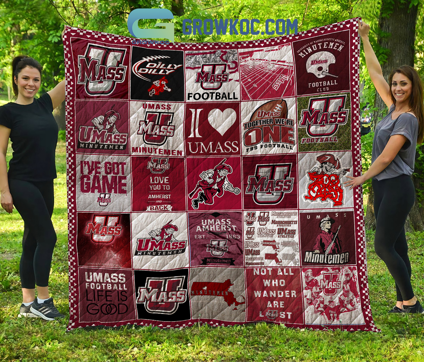 UMass Minutemen football NCAA Collection Design Fleece Blanket Quilt2B1 JLT1C