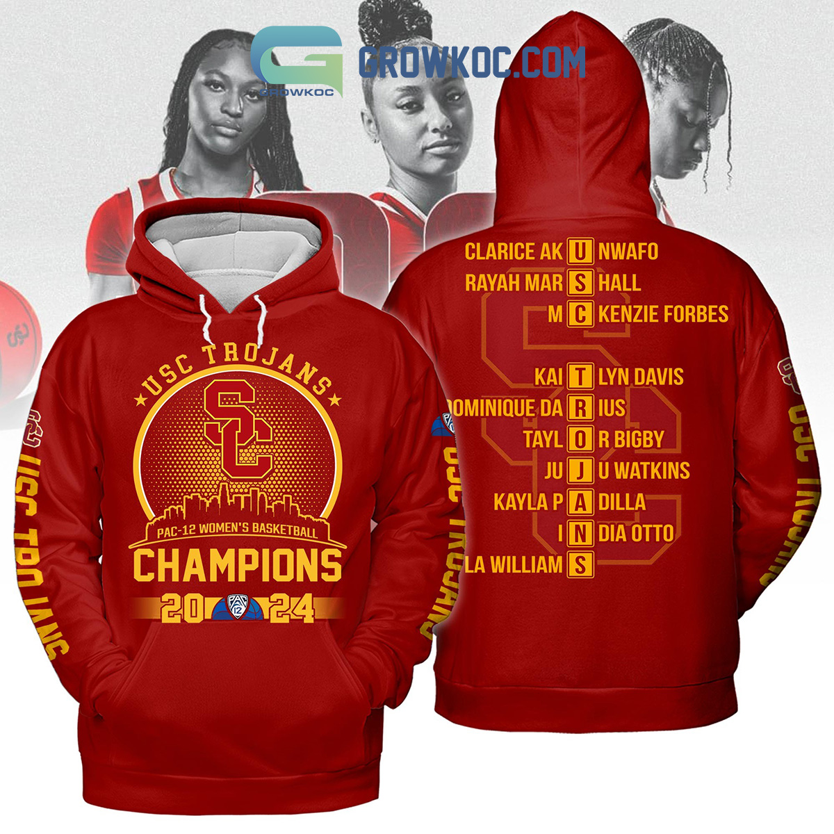 USC Trojans 2024 Pac 12 Champions Red Design Hoodie Shirts2B1 j1VXP