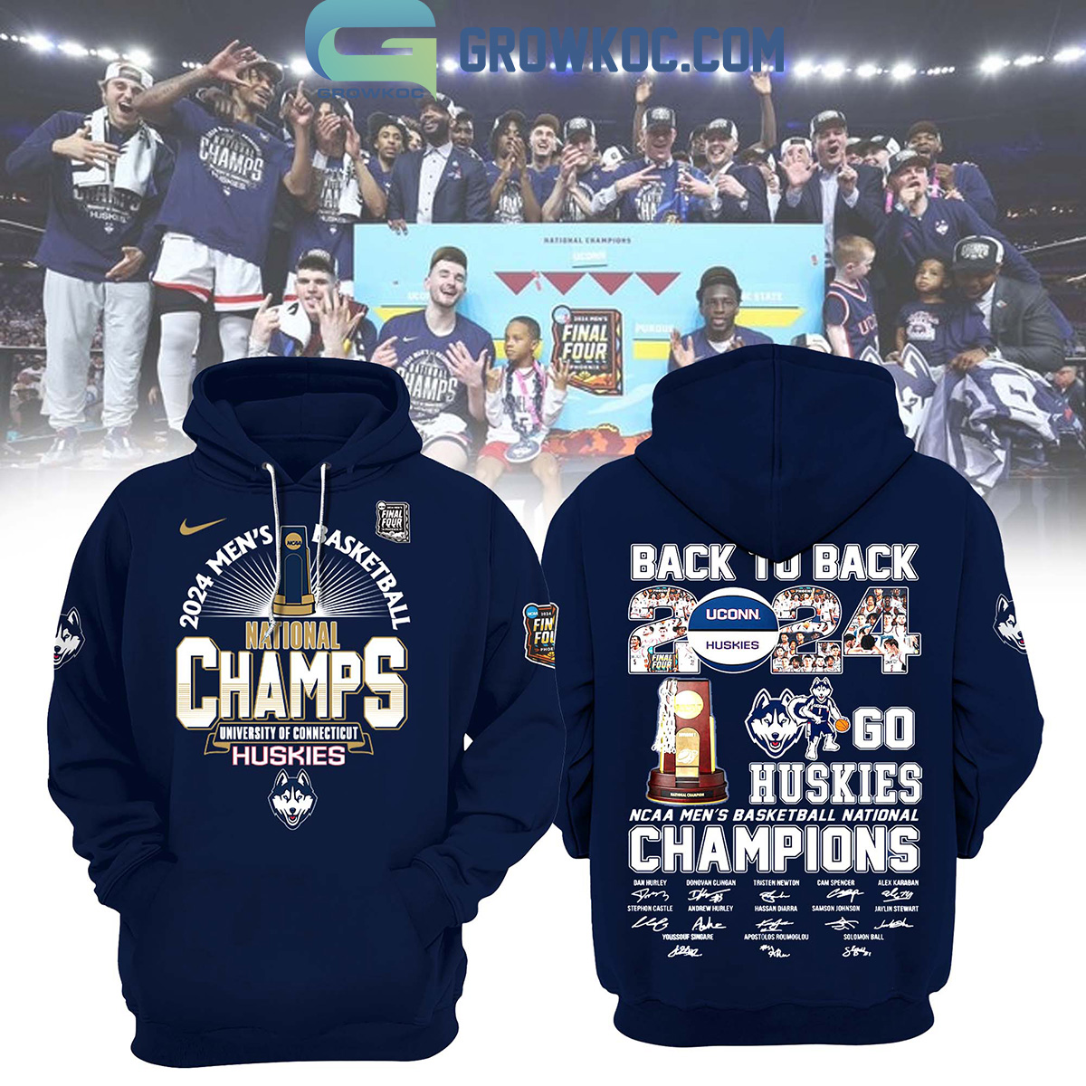 Uconn Huskies 2024 National Champions Back To Back Fan Hoodie Shirts2B1 p8rGL