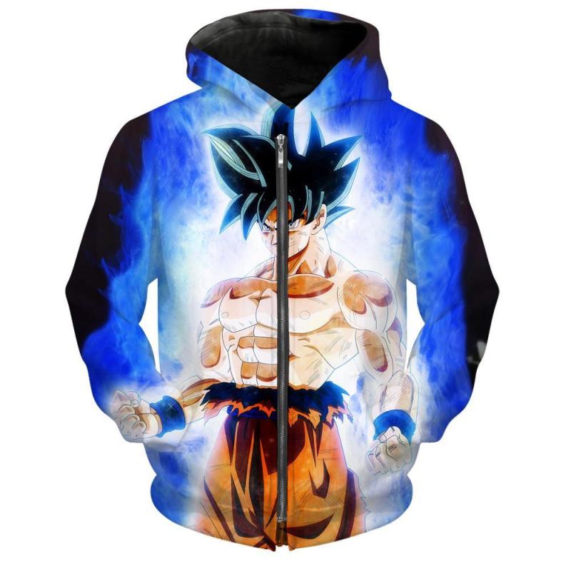 Ultra Instinct Goku All Over Print 3D Hoodie in ZipUp Style 0