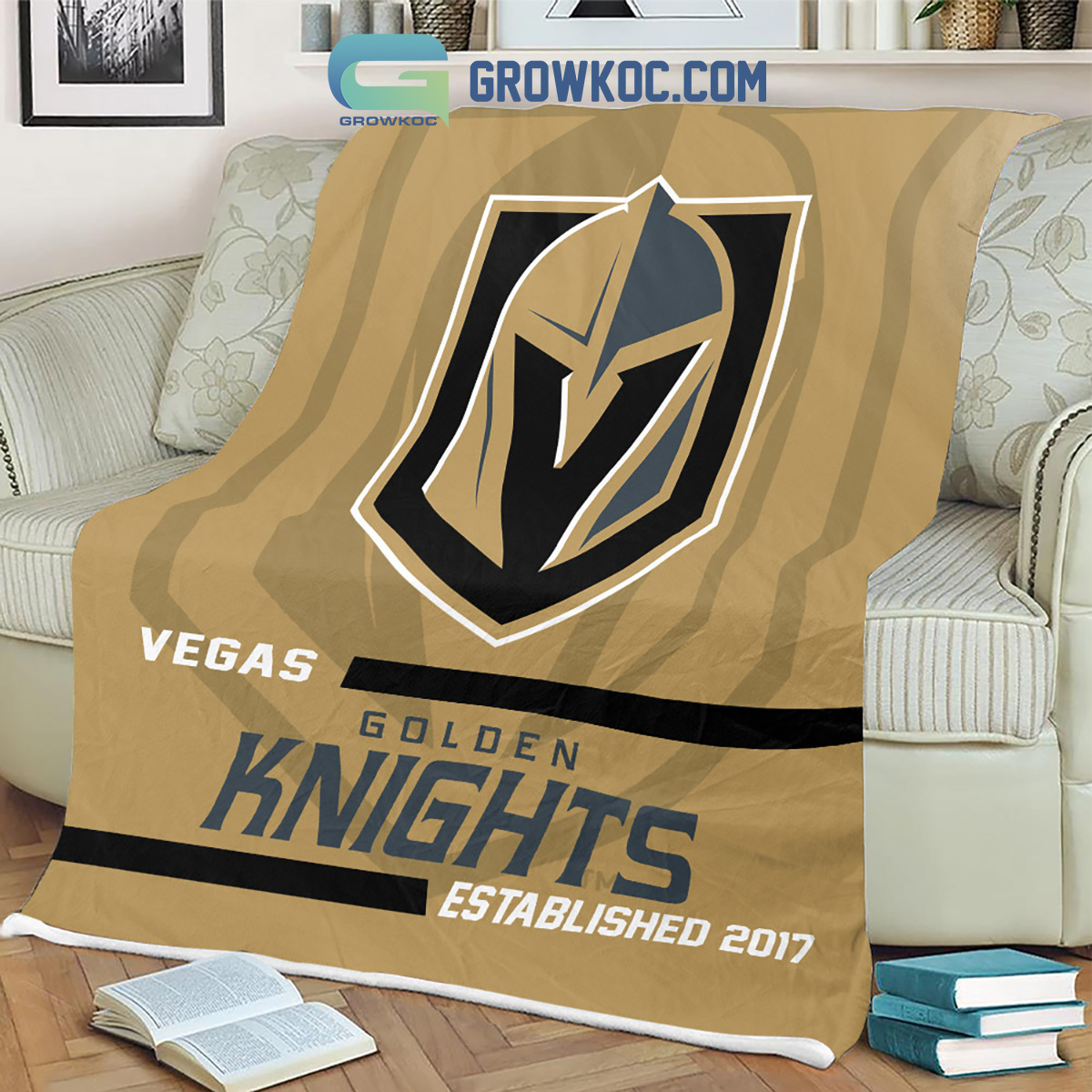 Vegas Golden Kinights Established 2017 Fleece Blanket Quilt2B1 lmz5z