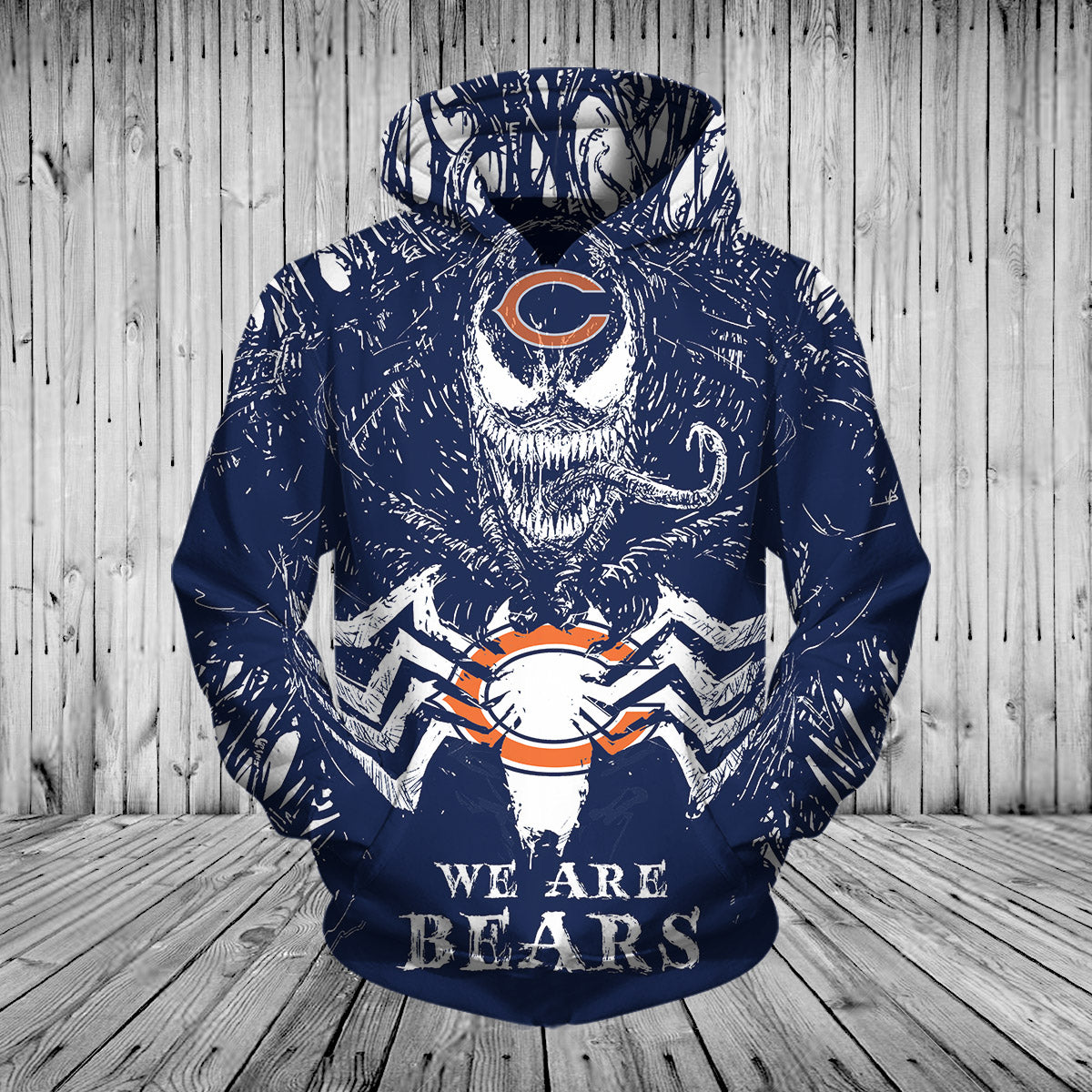 Venom Themed Chicago Bears Pullover Hoodie Perfect Gifts For Fans 0