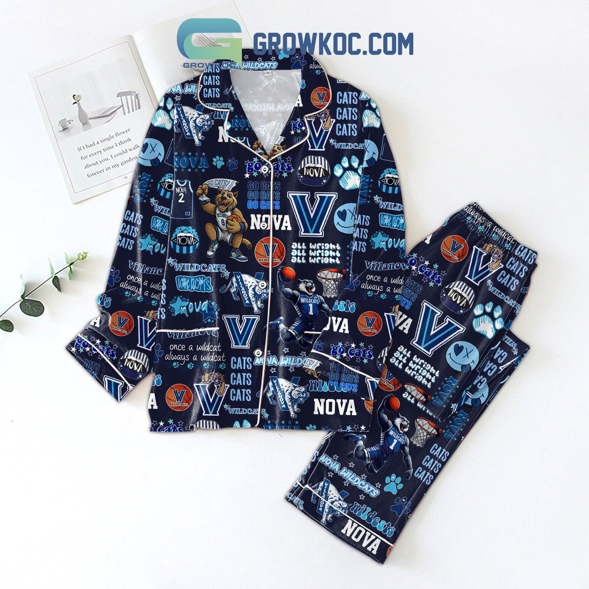 Villanova Wildcats Nova Go Cats Polyester Pajamas Set2B1 cizo4