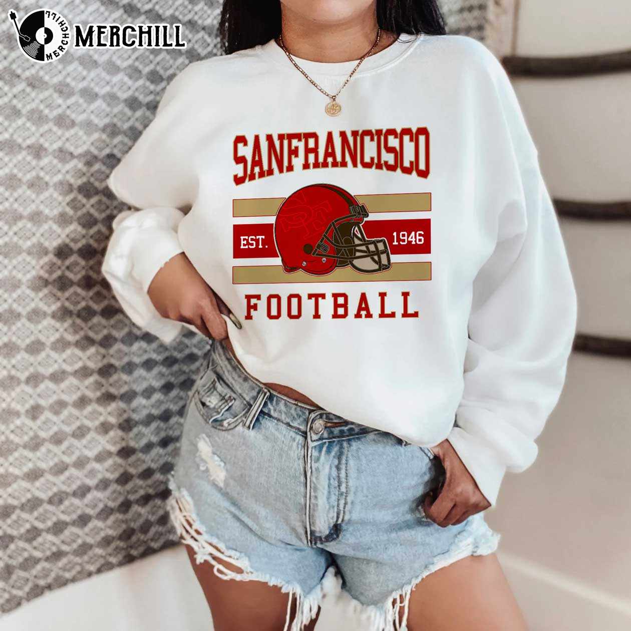 Vintage San Francisco Football Crewneck Sweatshirt 49ers Fan Gift