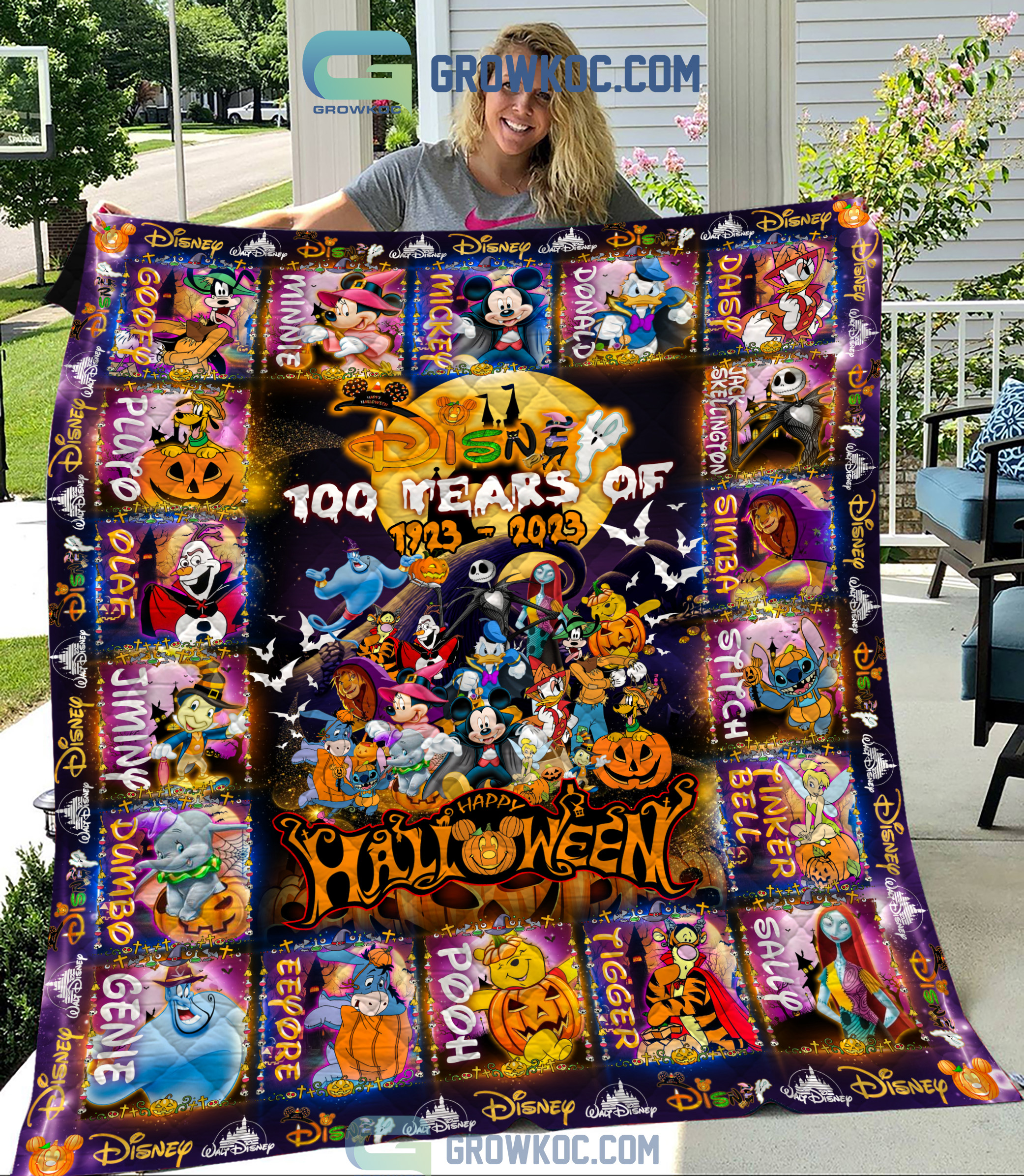 Walt Disney 100 Years 1923 2023 Happy Halloween Fleece Blanket Quilt2B1 p7LG4