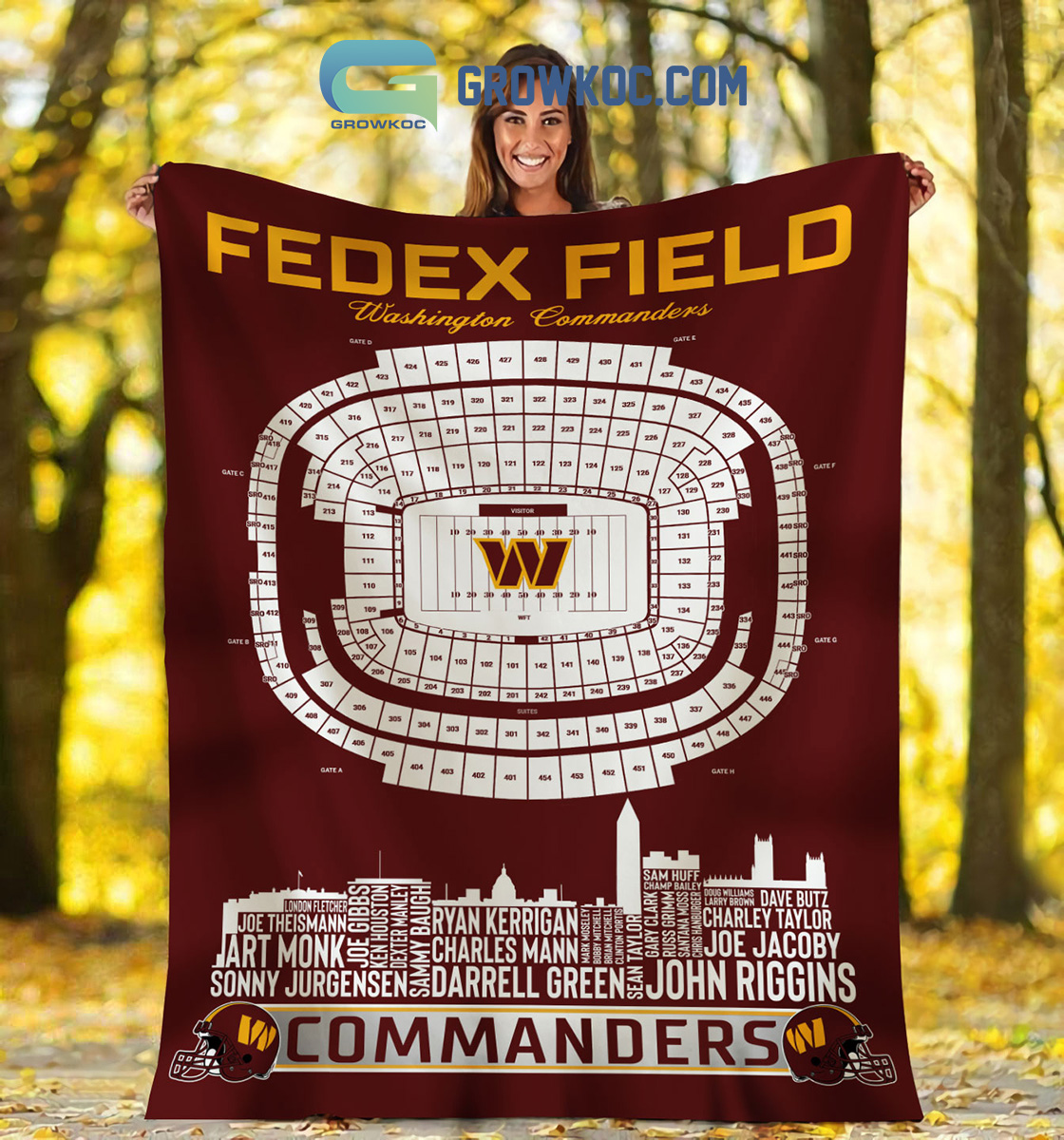 Washington Commanders FedEx Field Stadium Fleece Blanket Quilt2B1 UftxS