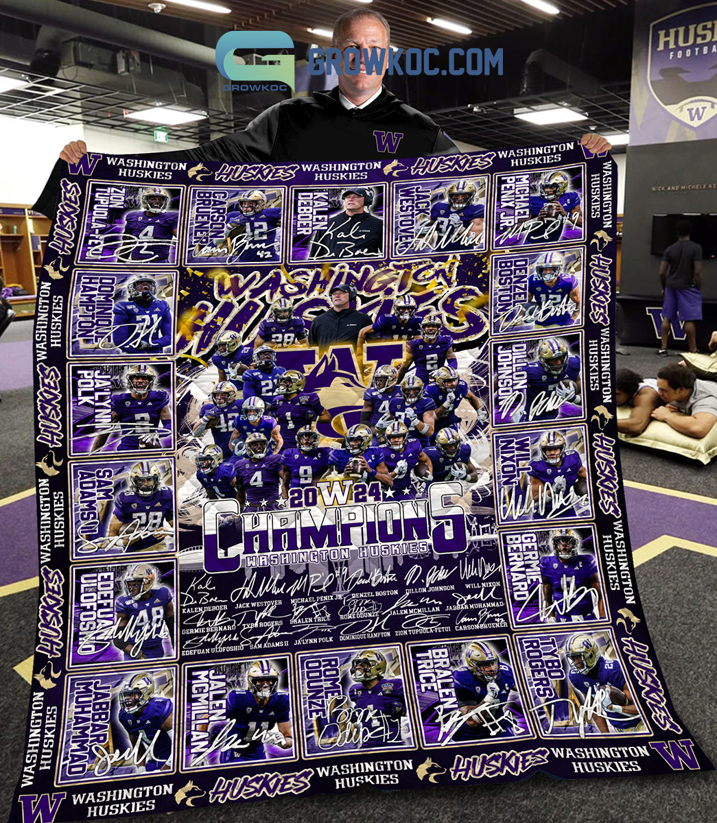 Washington Huskies 2024 Champions Fleece Blanket Quilt