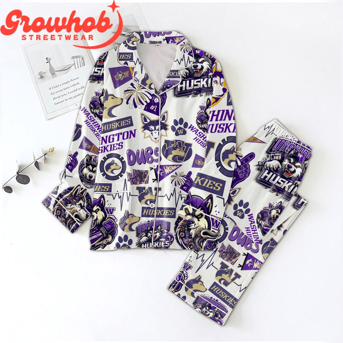 Washington Huskies 2024 Champions Polyester Pajamas Set c4cf87 0