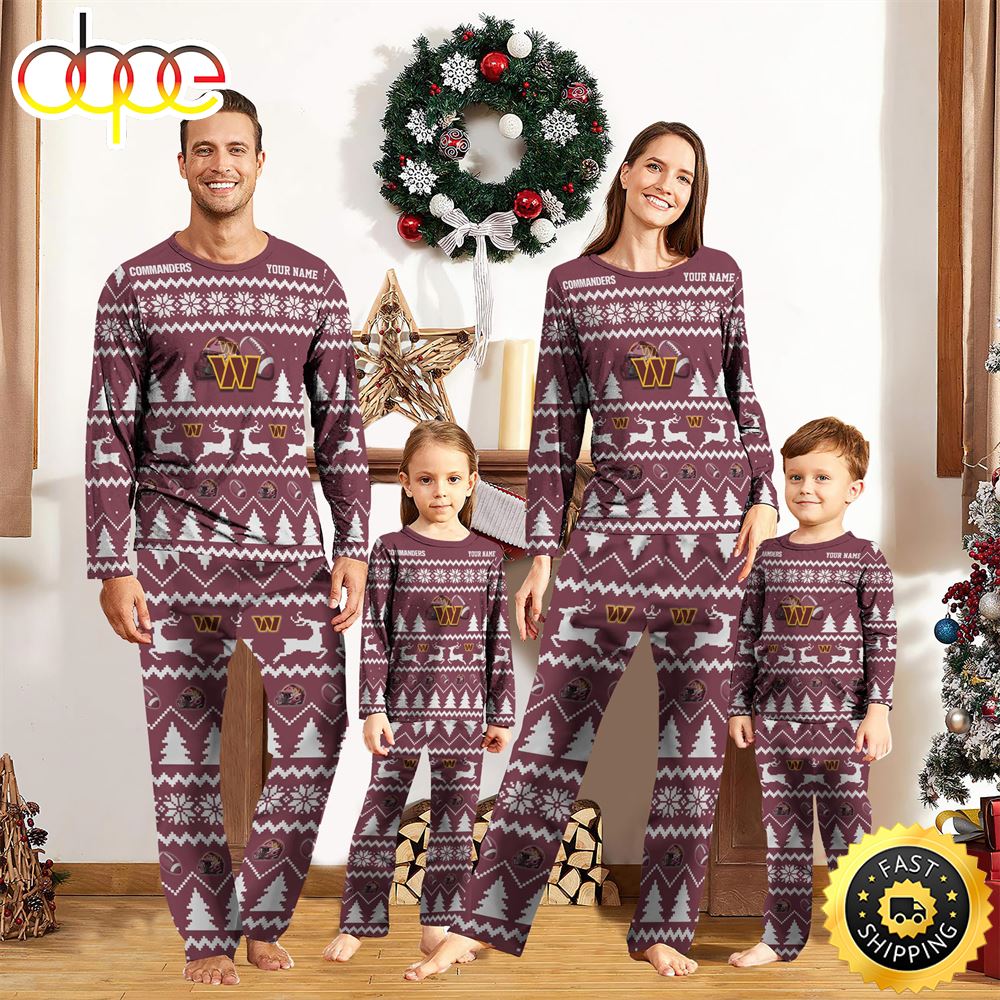 Washington Commanders Christmas NFL Custom Family Pajamas qrme3h