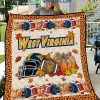 West Virginia Mountaineers NCAA Football Welcome Fall Pumpkin Halloween Fleece Blanket Quilt2B1 JpPfC