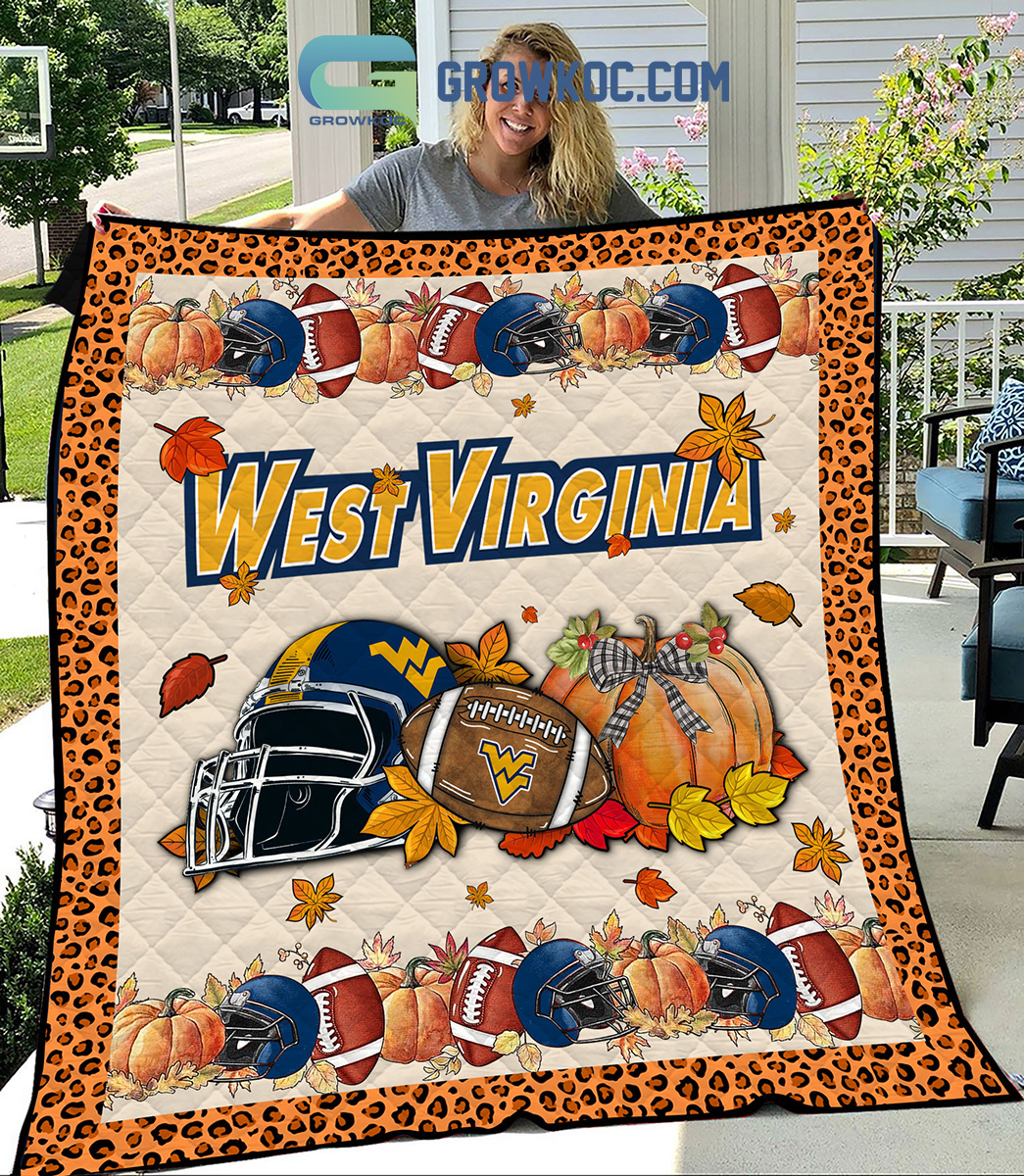 West Virginia Mountaineers NCAA Football Welcome Fall Pumpkin Halloween Fleece Blanket Quilt2B1 JpPfC