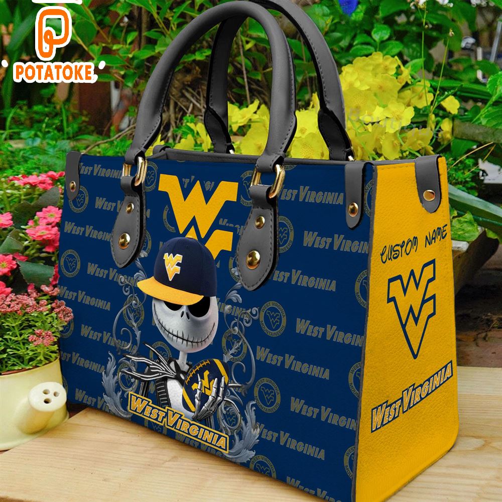 West Virginia Mountaineers NCAA Jack Skellington Women Leather Hand Bag