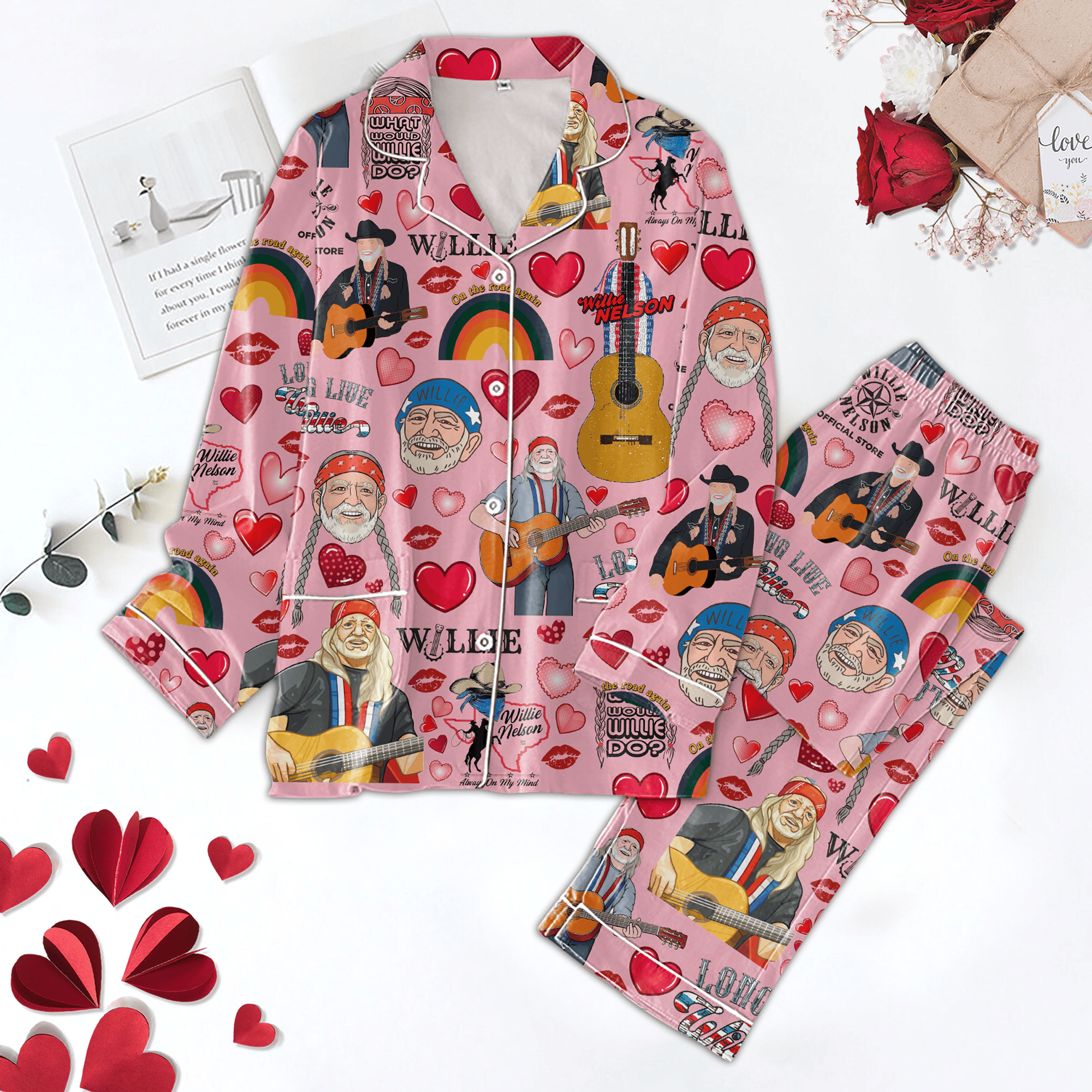 Willie Nelson Valentine Pajamas Set2B1 nSHmG