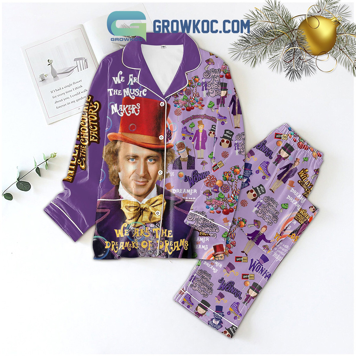 Willy Wonka Dreamer Of The Dreams Polyester Pajamas Set Purple Design2B1 nakJb