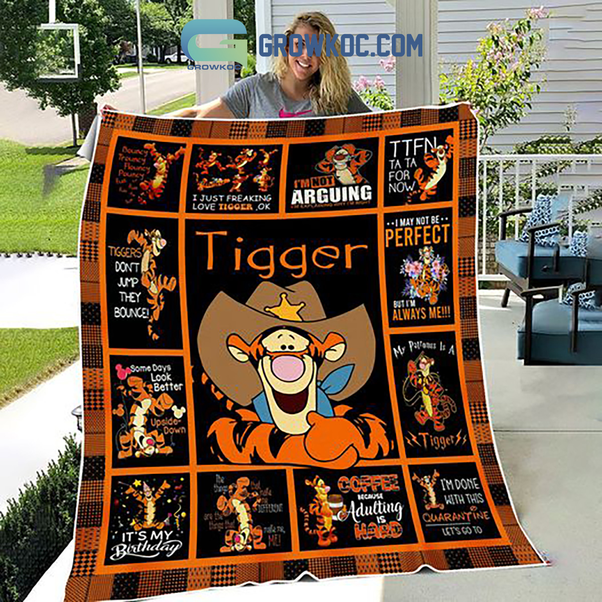 Winne The Pooh Tigger The Sheriff Done With This Fleece Blanket Quilt2B1 DoT7I