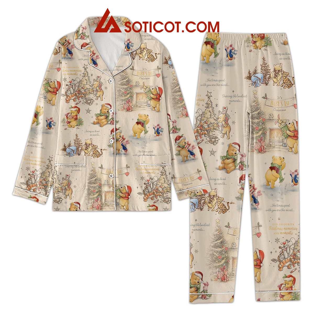 Winnie The Pooh Babys Is Christmas Pajamas Set2B1 l1pjC