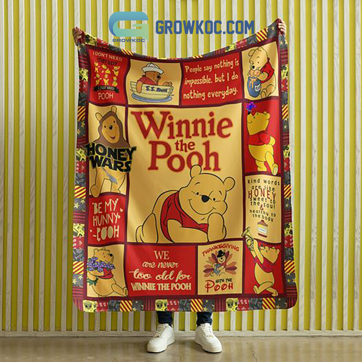 Winnie The Pooh Honey Wars Thanksgiving Fleece Blanket Quilt2B1 DIqFu