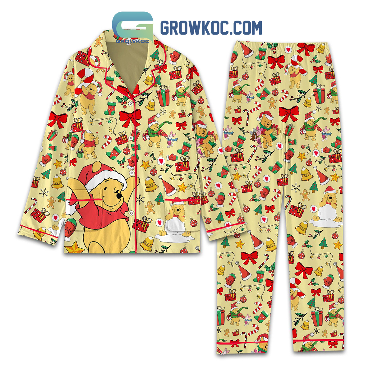 Winnie The Pooh Merry Christmas Pajamas Set2B1 TvcQV