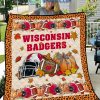 Wisconsin Badgers NCAA Football Welcome Fall Pumpkin Halloween Fleece Blanket Quilt2B1 Fq8OU